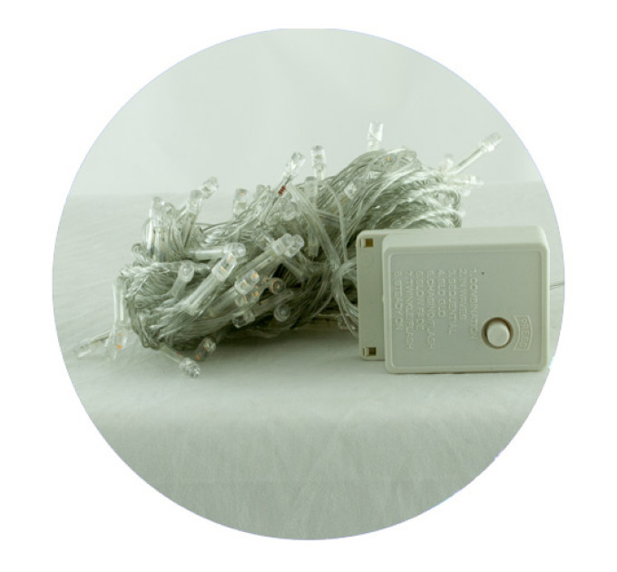 Гирлянда-нить (String-Lights) 100W-4 внутренняя, пров.:черный, 7м (Белый)