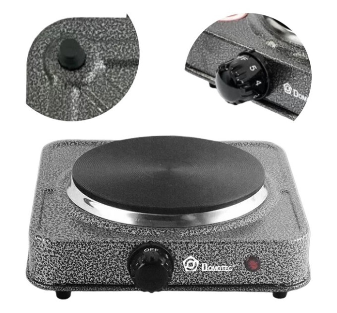 Плита електрична Domotec MS-5821 1кф., 1000Вт. (Сірий)