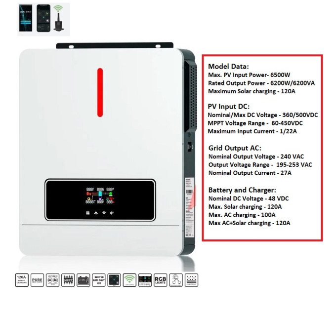 Гибридный солнечный инвертор Victor NM-ECO 6.2 kW 48V