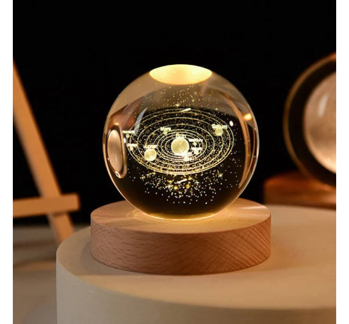 Нічник 3D кришталева куля Сонячна система з LED підсвічуванням