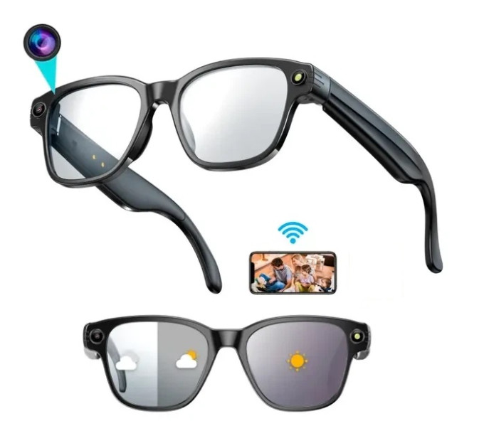 Смарт очки фотохромные с камерой 8MP, ChatGPT, Wi-Fi 