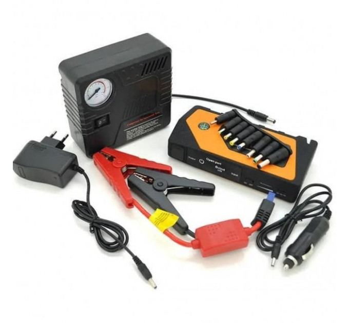 Пусковое автомобильное устройство для аккумулятора JUMP STARTER Power Bank + Compressor 9980mAh