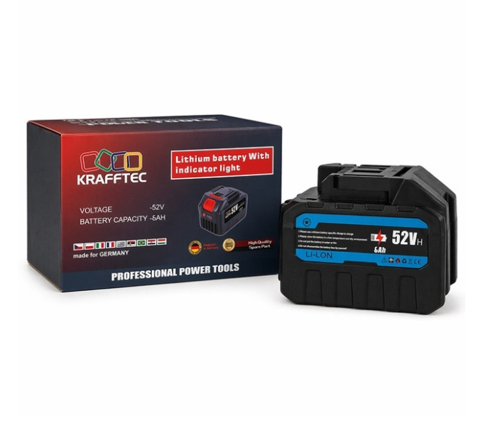 Акумуляторна батарея з індикатором заряду KRAFFTEC 52V 6AH