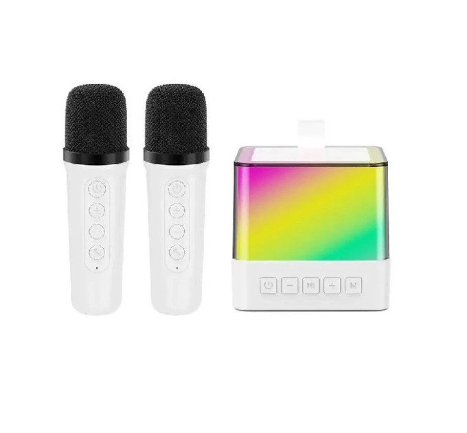 Міні-дитяче караокес підсвічуванням RGB K18 (2 мікрофони)