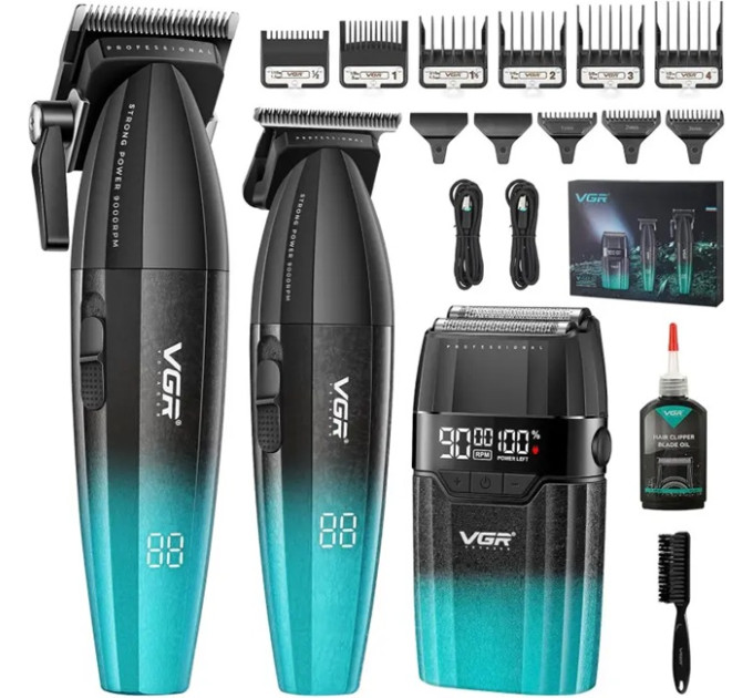 Набір для стрижки волосся 3в1 VGR V-640 S3 Black/Green